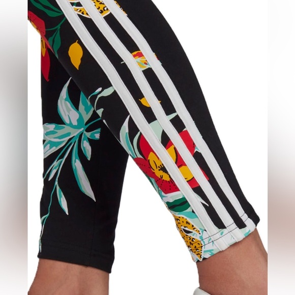 Adidas Her Studio London 3 Stripe Floral Leggings Size XS - Picture 5 of 8